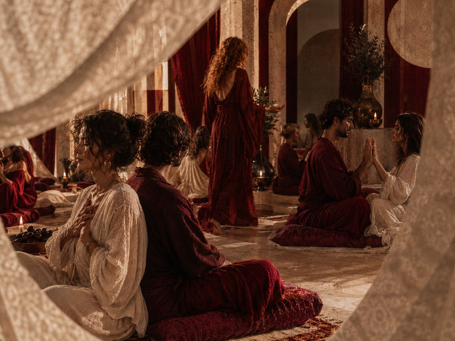 A group sharing a heart-centred Tantra practice