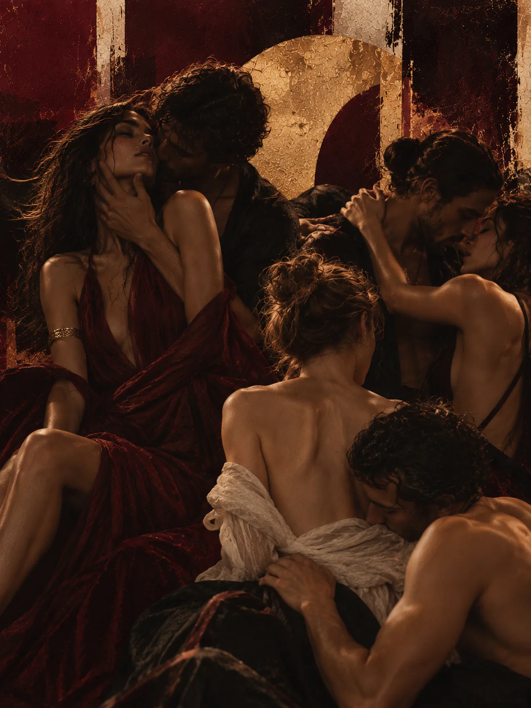 An editorial collage of adults sharing an atmospheric Temple Night