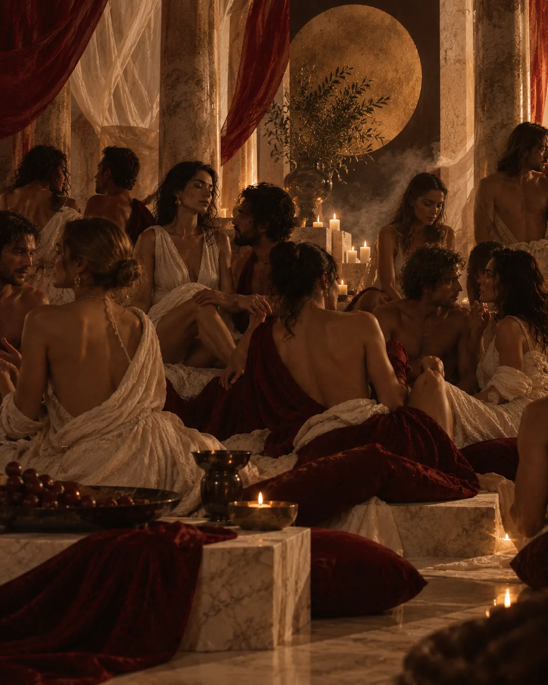 A Temple Night gathering held in ceremonial light